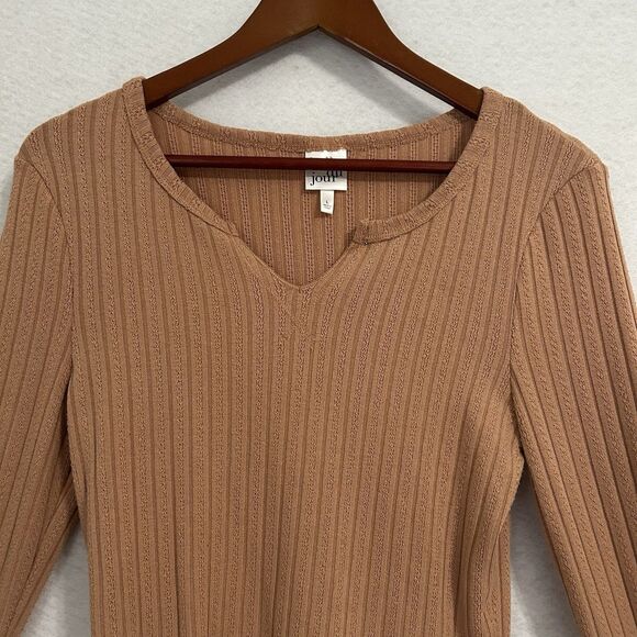 Belle du Jour Crop Top Women L Taupe Stretch Lettuce Edge Boho Feminine Casual - Picture 8 of 12